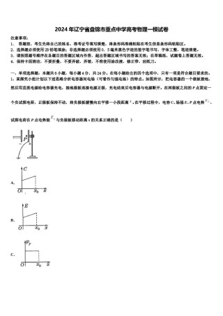 2024年辽宁省盘锦市重点中学高考物理一模试卷含解析.doc