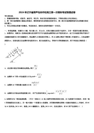 2024年辽宁省葫芦岛协作校高三第一次模拟考试物理试卷含解析.doc