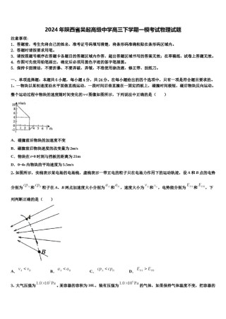 2024年陕西省吴起高级中学高三下学期一模考试物理试题含解析.doc