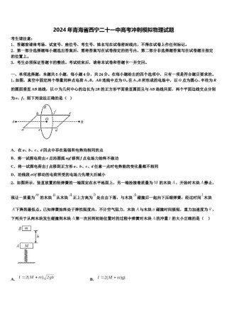 2024年青海省西宁二十一中高考冲刺模拟物理试题含解析.doc