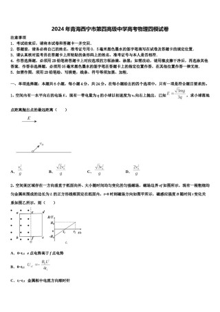 2024年青海西宁市第四高级中学高考物理四模试卷含解析.doc