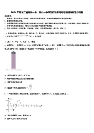 2024年黑龙江省克东一中、克山一中等五校联考高考考前提分物理仿真卷含解析.doc