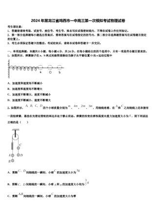 2024年黑龙江省鸡西市一中高三第一次模拟考试物理试卷含解析.doc