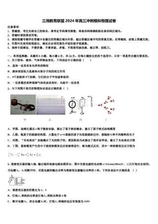 三湘教育联盟2024年高三冲刺模拟物理试卷含解析.doc