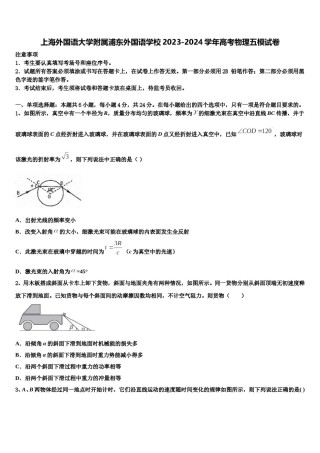 上海外国语大学附属浦东外国语学校2023-2024学年高考物理五模试卷含解析.doc