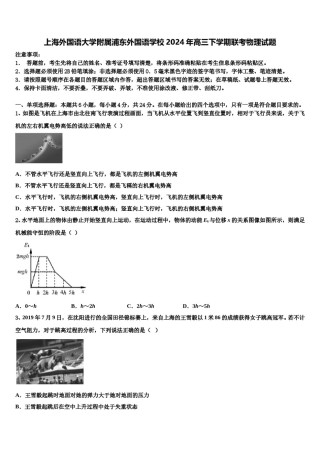 上海外国语大学附属浦东外国语学校2024年高三下学期联考物理试题含解析.doc