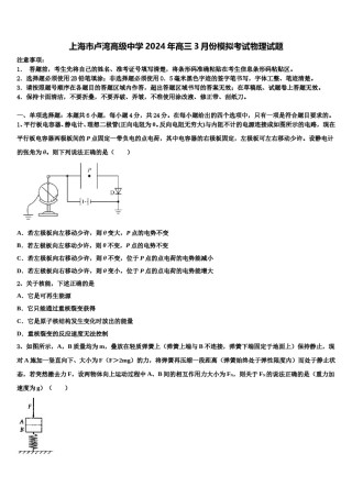 上海市卢湾高级中学2024年高三3月份模拟考试物理试题含解析.doc