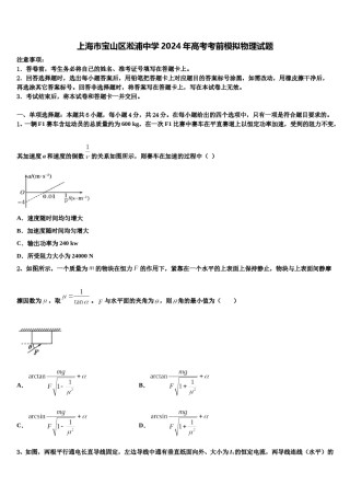 上海市宝山区淞浦中学2024年高考考前模拟物理试题含解析.doc