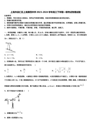 上海市徐汇区上海第四中学2023-2024学年高三下学期一模考试物理试题含解析.doc
