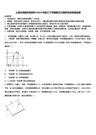 上海市戏剧学院附中2024年高三下学期第五次调研考试物理试题含解析.doc
