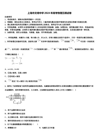 上海市文绮中学2024年高考物理五模试卷含解析.doc
