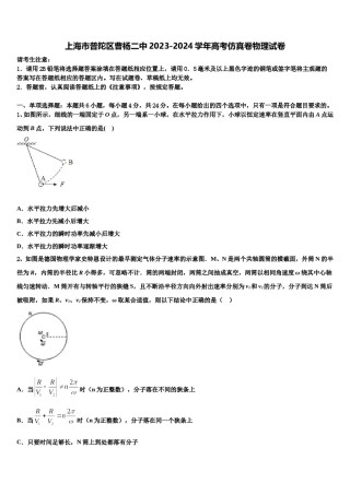 上海市普陀区曹杨二中2023-2024学年高考仿真卷物理试卷含解析.doc