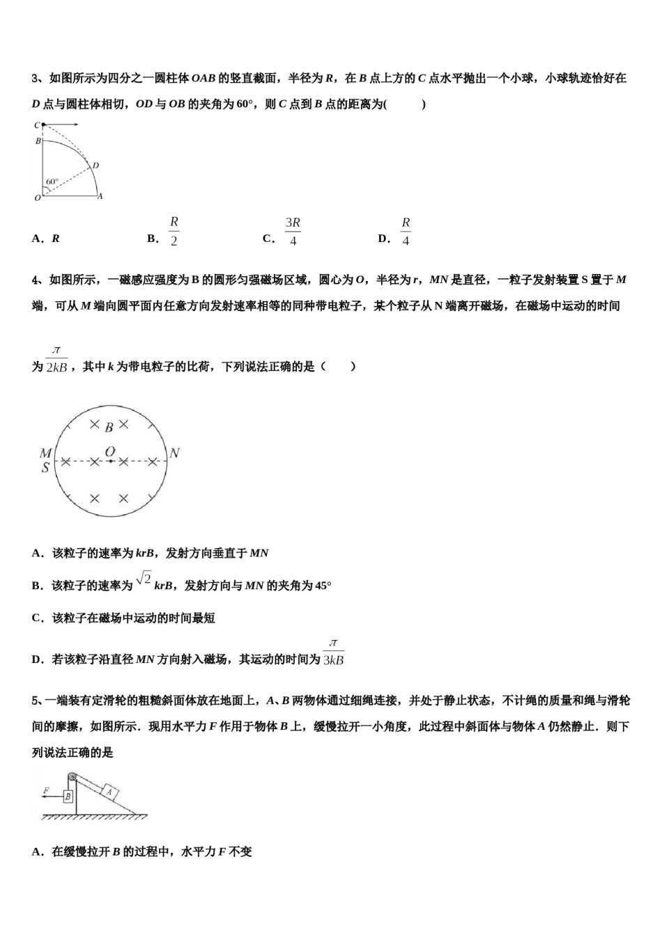 上海市曹扬第二中学2023-2024学年高三最后一卷物理试卷含解析.doc_第2页