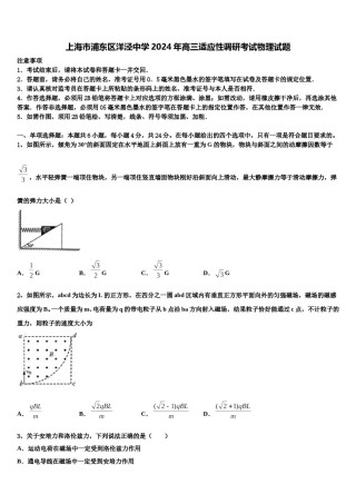 上海市浦东区洋泾中学2024年高三适应性调研考试物理试题含解析.doc