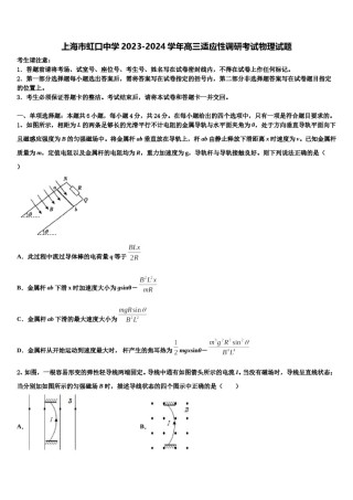 上海市虹口中学2023-2024学年高三适应性调研考试物理试题含解析.doc