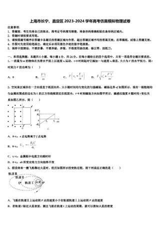 上海市长宁、嘉定区2023-2024学年高考仿真模拟物理试卷含解析.doc