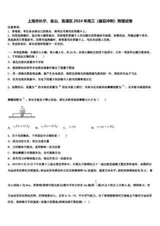 上海市长宁、金山、青浦区2024年高三（最后冲刺）物理试卷含解析.doc
