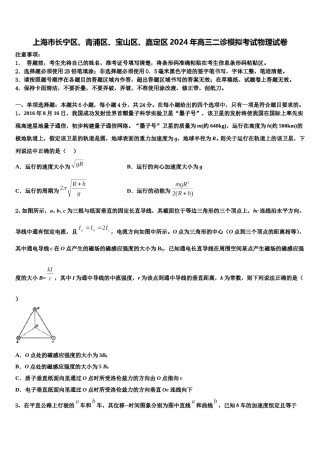 上海市长宁区、青浦区、宝山区、嘉定区2024年高三二诊模拟考试物理试卷含解析.doc