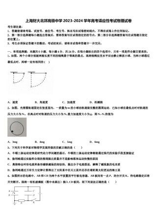 上海财大北郊高级中学2023-2024学年高考适应性考试物理试卷含解析.doc