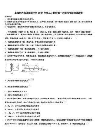 上海财大北郊高级中学2024年高三3月份第一次模拟考试物理试卷含解析.doc