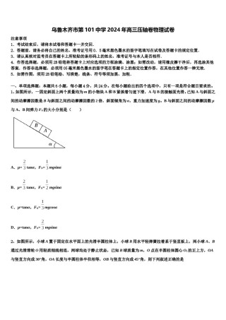 乌鲁木齐市第101中学2024年高三压轴卷物理试卷含解析.doc