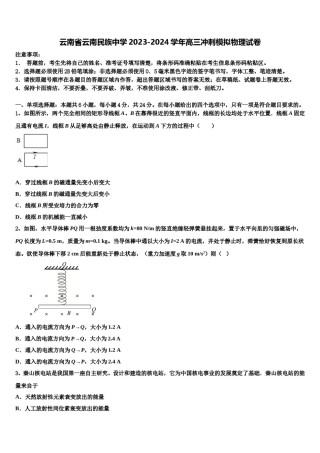 云南省云南民族中学2023-2024学年高三冲刺模拟物理试卷含解析.doc