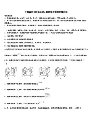 云南省云大附中2024年高考仿真卷物理试卷含解析.doc