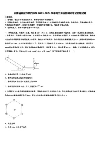 云南省宣威市第四中学2023-2024学年高三适应性调研考试物理试题含解析.doc