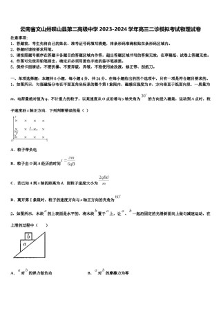 云南省文山州砚山县第二高级中学2023-2024学年高三二诊模拟考试物理试卷含解析.doc