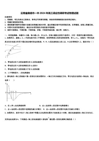 云南省曲靖市一中2024年高三适应性调研考试物理试题含解析.doc