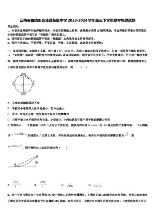 云南省曲靖市会泽县茚旺中学2023-2024学年高三下学期联考物理试题含解析.doc
