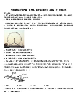 云南省楚雄州双柏县一中2024年高考冲刺押题（最后一卷）物理试卷含解析.doc