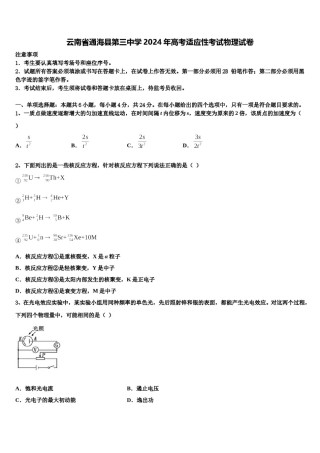 云南省通海县第三中学2024年高考适应性考试物理试卷含解析.doc