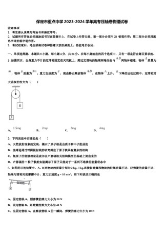 保定市重点中学2023-2024学年高考压轴卷物理试卷含解析.doc
