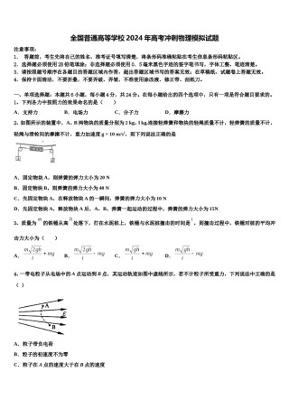 全国普通高等学校2024年高考冲刺物理模拟试题含解析.doc