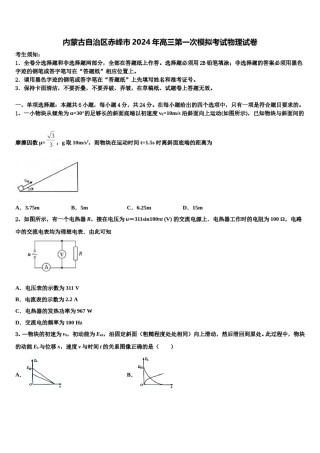 内蒙古自治区赤峰市2024年高三第一次模拟考试物理试卷含解析.doc
