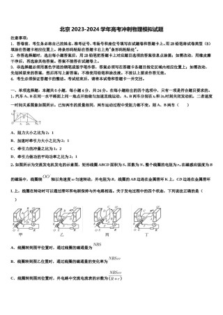 北京2023-2024学年高考冲刺物理模拟试题含解析.doc