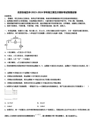 北京东城五中2023-2024学年高三第五次模拟考试物理试卷含解析.doc