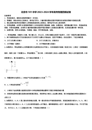 北京市101中学2023-2024学年高考物理四模试卷含解析.doc