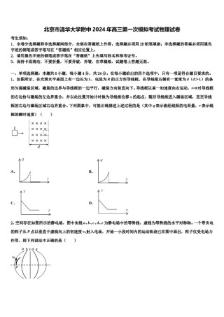 北京市清华大学附中2024年高三第一次模拟考试物理试卷含解析.doc