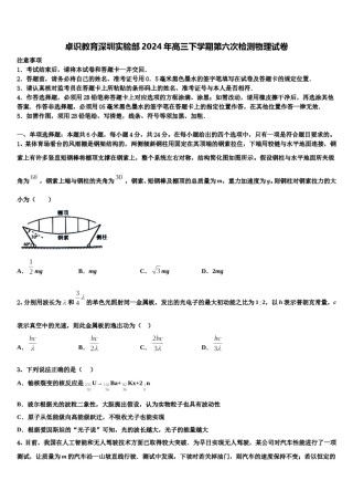 卓识教育深圳实验部2024年高三下学期第六次检测物理试卷含解析.doc