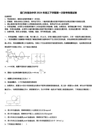 厦门市海沧中学2024年高三下学期第一次联考物理试卷含解析.doc