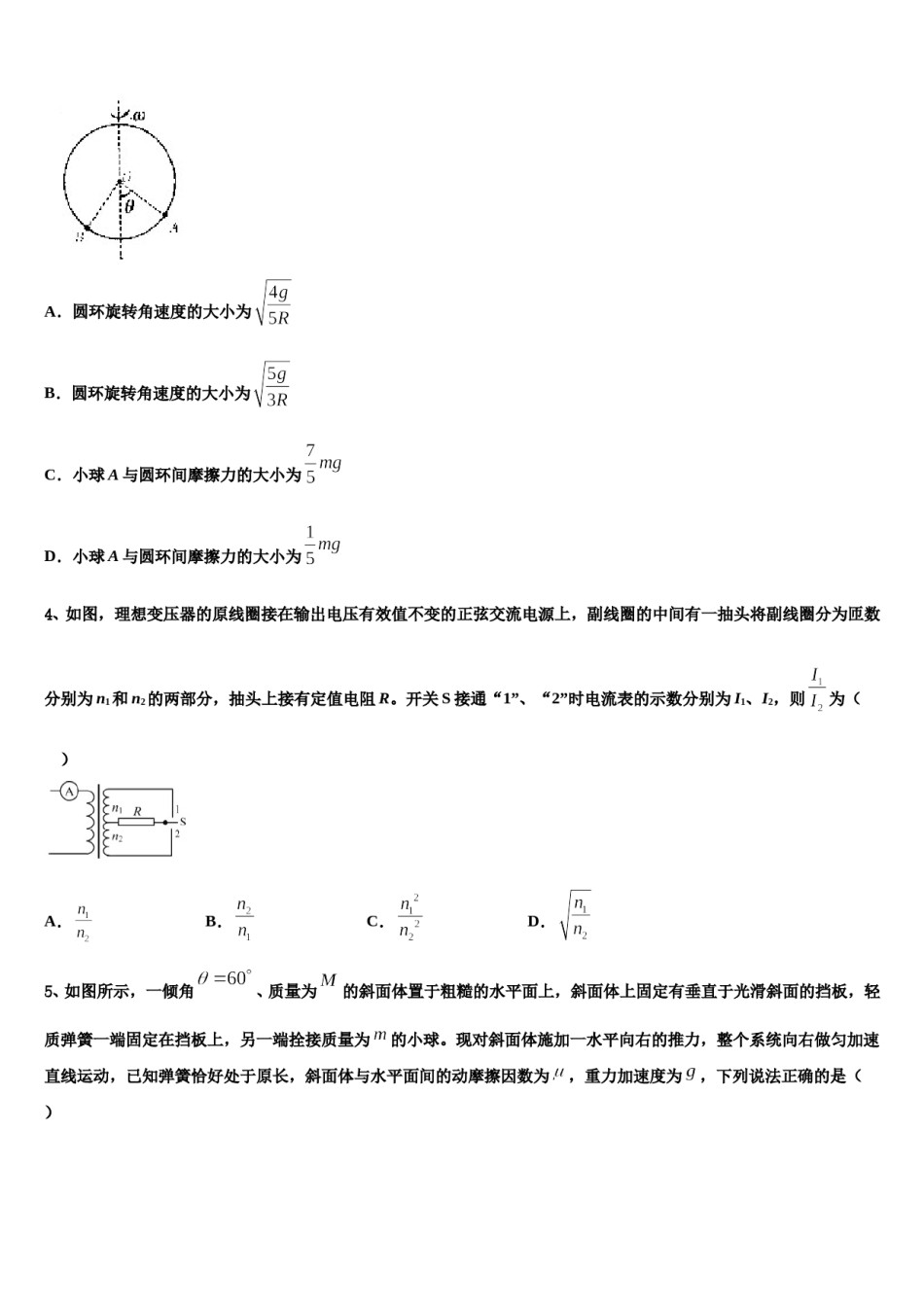 吉林省吉林市五十五中2023-2024学年高考临考冲刺物理试卷含解析.doc_第2页