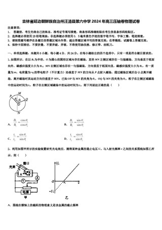 吉林省延边朝鲜族自治州汪清县第六中学2024年高三压轴卷物理试卷含解析.doc