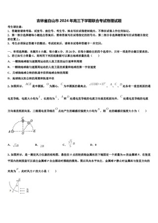 吉林省白山市2024年高三下学期联合考试物理试题含解析.doc
