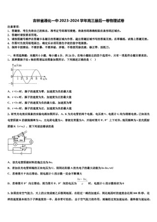 吉林省通化一中2023-2024学年高三最后一卷物理试卷含解析.doc