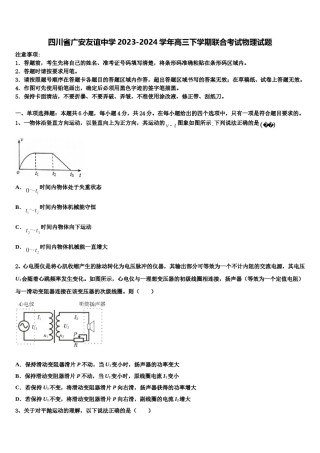 四川省广安友谊中学2023-2024学年高三下学期联合考试物理试题含解析.doc