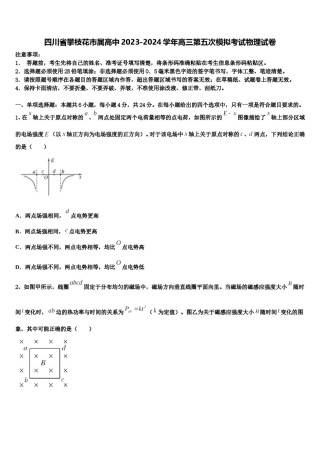 四川省攀枝花市属高中2023-2024学年高三第五次模拟考试物理试卷含解析.doc