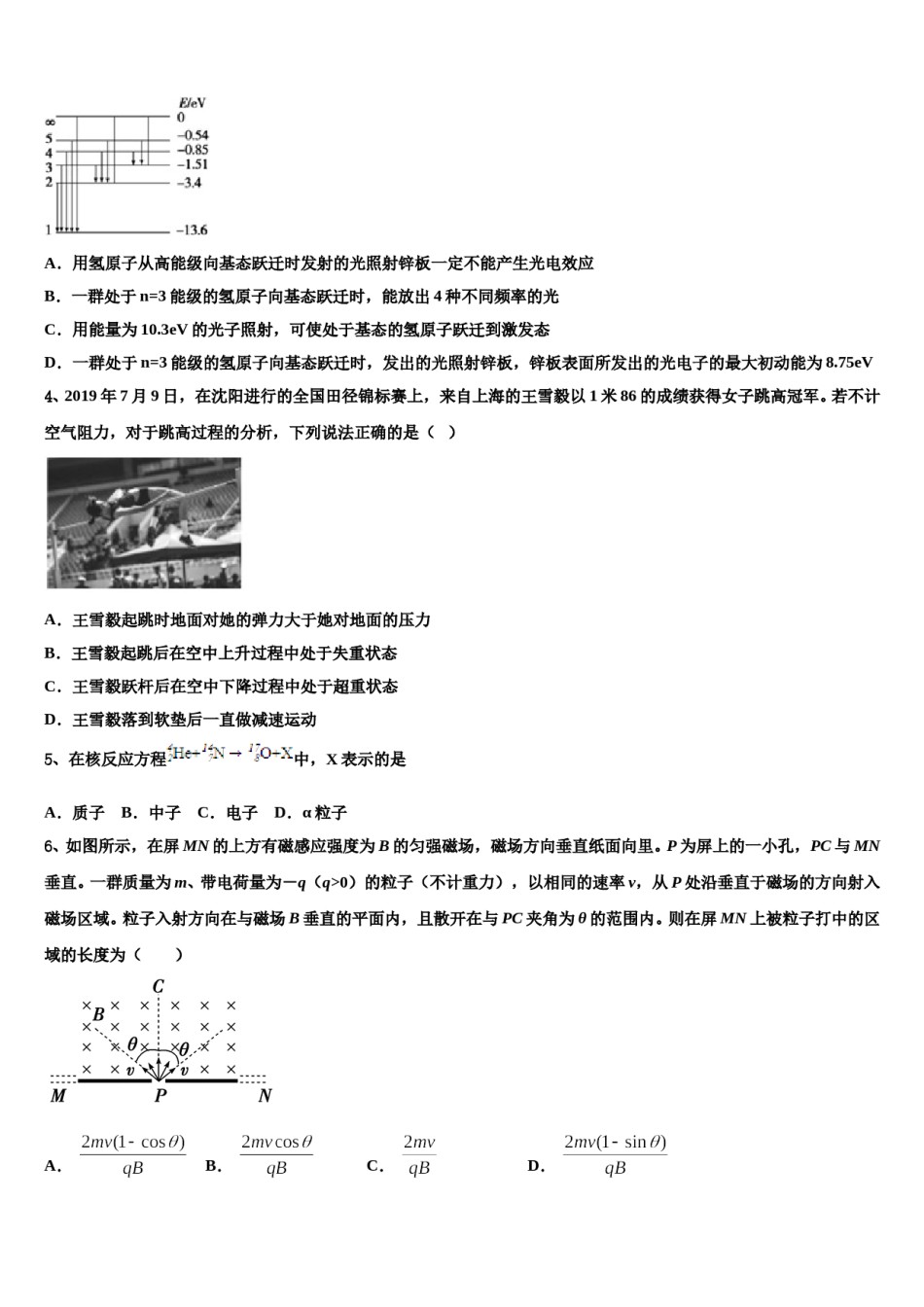 四川省泸州市泸县第四中学2024年高三第二次诊断性检测物理试卷含解析.doc_第2页