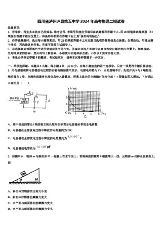 四川省泸州泸县第五中学2024年高考物理二模试卷含解析.doc